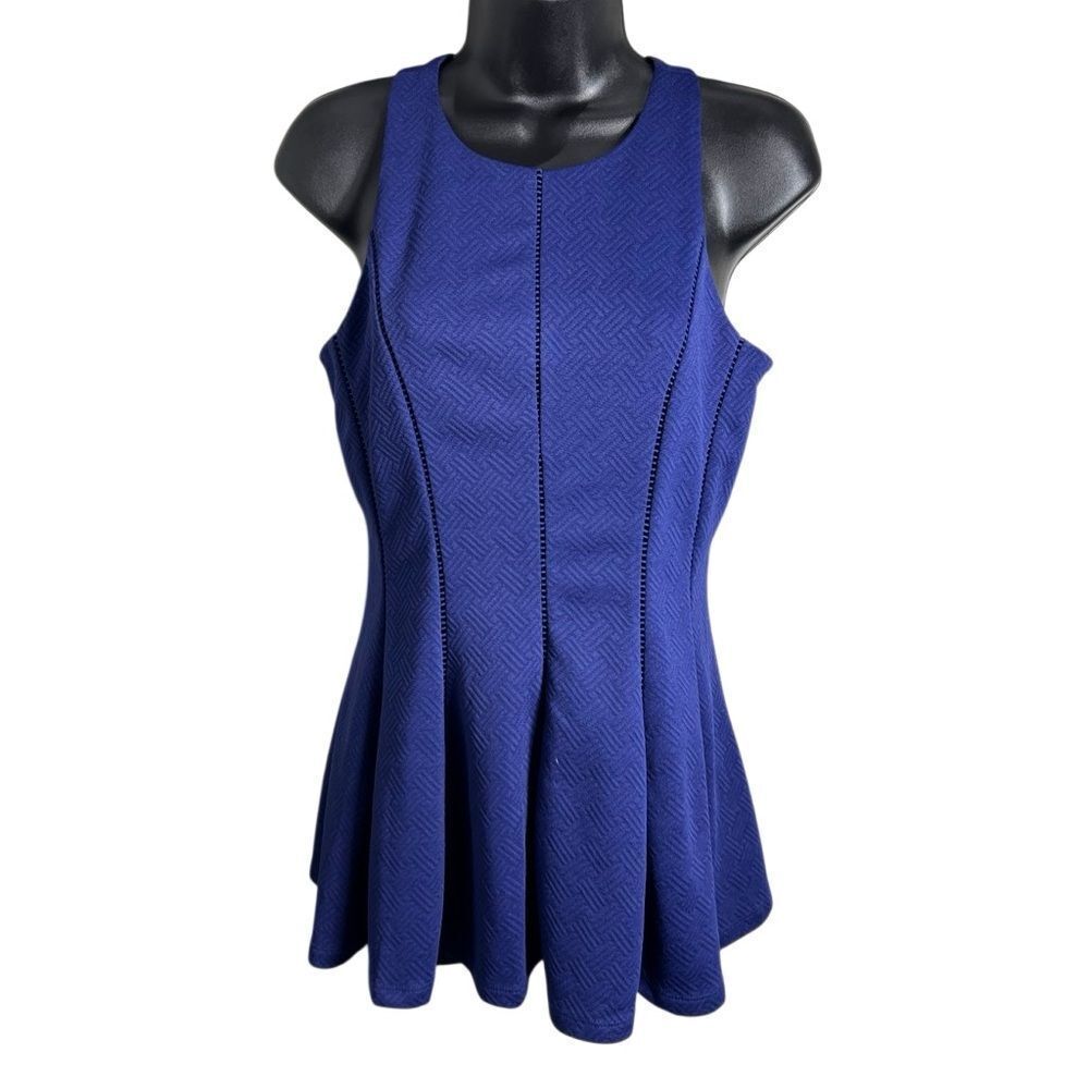 Sunday in Brooklyn Anthropologie Sleeveless Blue Peplum Top Size Small
